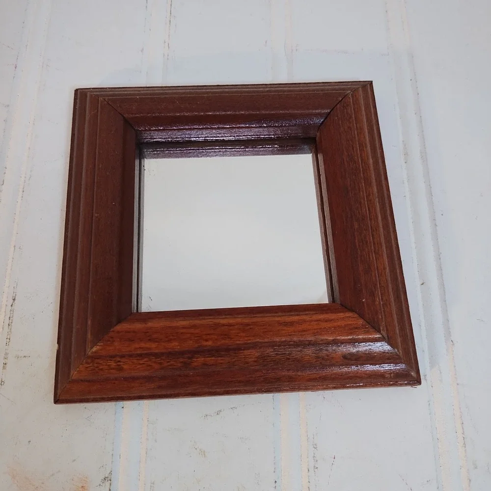 3 Vintage Homco Wood Wall Mirrors 10x5 Rectangular 4x4 5x5 Square MCM Farmhouse